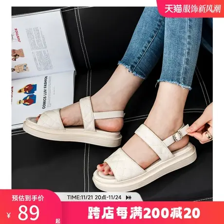 回力凉鞋女夏平底2021年新款女鞋晚晚风淑女时尚运动沙滩鞋子女夏图片