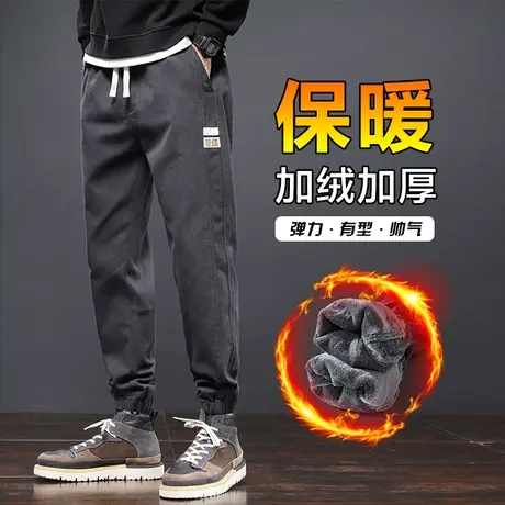 冬季加绒加厚工装休闲长裤男士束脚宽松2023新款冬天男裤子秋冬款商品大图