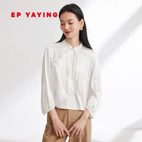 EP YAYING雅莹女装 立领盘扣真丝刺绣衬衫上衣 春夏商场同款2333A商品大图