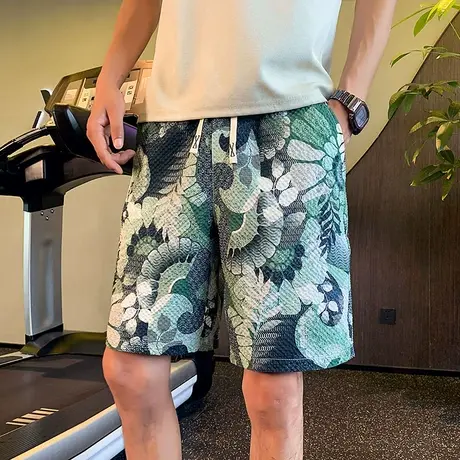 夏季短裤五分裤沙滩裤裤子小众宽松休闲花色痞帅潮牌薄款出游中裤商品大图