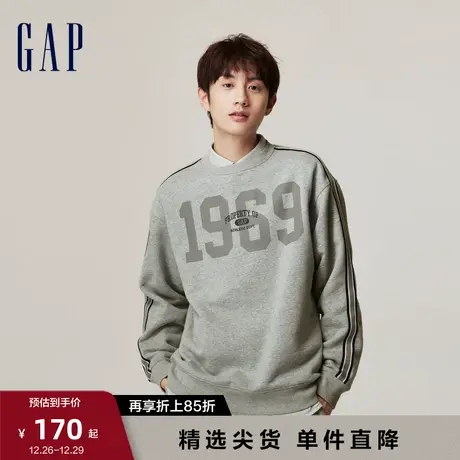 Gap男女装秋冬新款LOGO宽松碳素软磨抓绒卫衣休闲保暖上衣762386图片