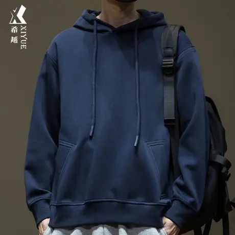 希越重磅350g连帽卫衣男2024春季新款宽松大码套头衫男士休闲外套商品大图