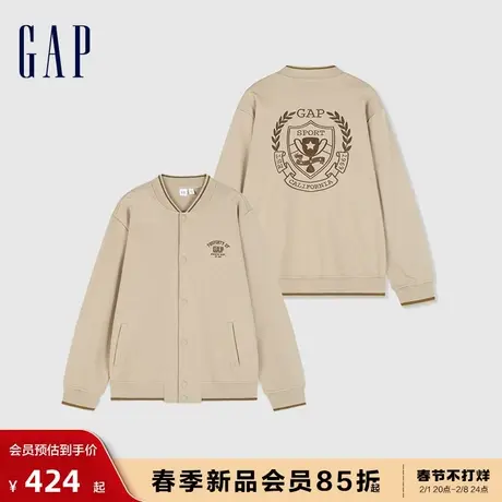 Gap男女装2024春季新款logo刺绣线条装饰针织外套棒球服452531图片