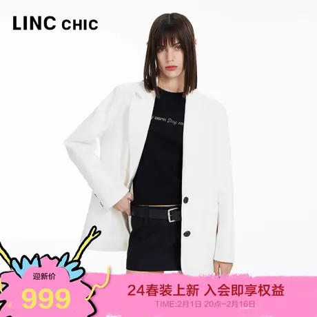 LINCCHIC金羽杰2024年春季新品宽肩廓型西装外套女S241SU011Y图片