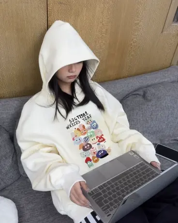 卫衣外套女2024新款春秋季薄款连帽宽松潮牌美式复古oversize上衣商品大图