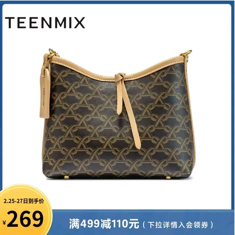 天美意都市时尚包包女单肩斜挎包印花水桶包大容量新款X2712CX3商品大图