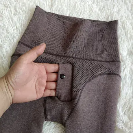 男士秋冬纯棉带尿口高腰收腹防卷腰加厚一体绒修身九分打底秋棉裤图片