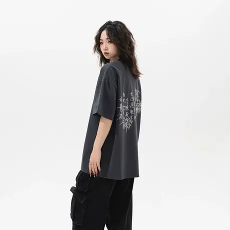 YEP复古国潮印花纯棉短袖t恤女夏季2024年新款宽松情侣装半袖上衣商品大图