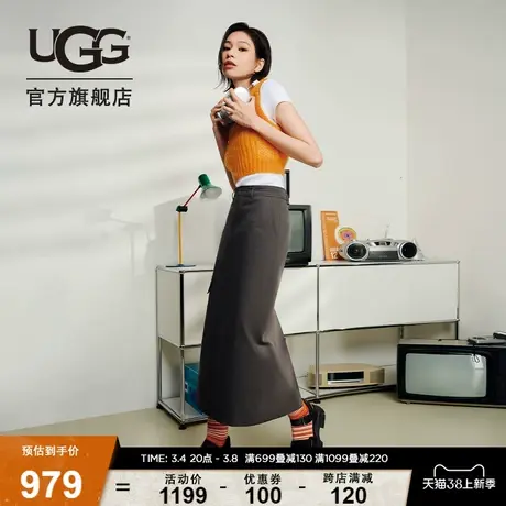 UGG夏季女士舒适粗跟厚底露趾魔术贴搭扣款休闲时尚凉鞋 1136764商品大图
