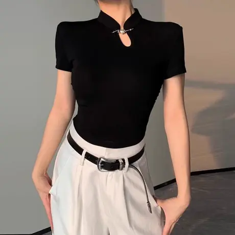 甜辣妹纯欲性感半袖T恤女夏装洋气减龄修身韩版百搭短袖上衣体恤商品大图