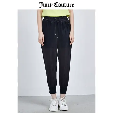 Juicy Couture橘滋休闲裤女美式春季新款亮面显瘦休闲裤黑色长裤商品大图