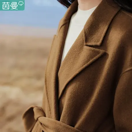 茵曼美拉德羊毛双面呢大衣女士春秋装2024新款长款毛呢外套高级感图片