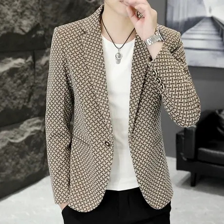 休闲时尚英伦西服男士秋季高级感韩版潮流小西装痞帅上衣单西外套商品大图