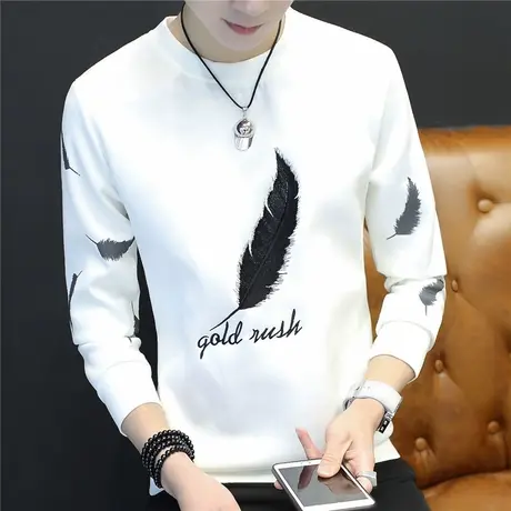 长袖T恤男春季圆领卫衣青少年男装体恤打底衫春装上衣服学生秋衣商品大图