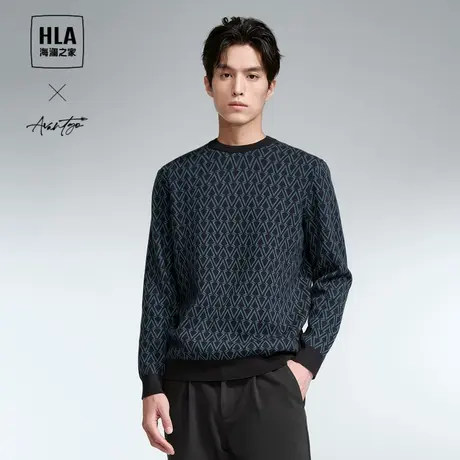 HLA海澜之家轻商务时尚系列长袖针织衫2023秋季新款情侣套头衫男图片