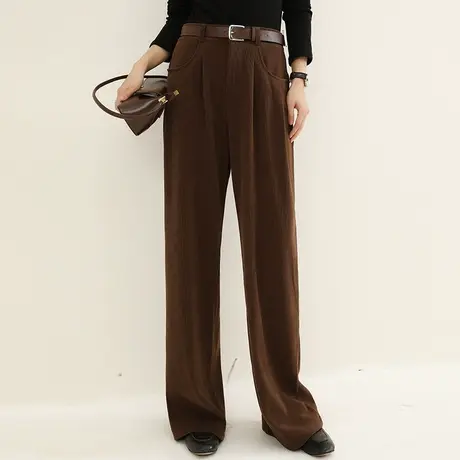 韩潮袭人灯芯绒西装阔腿裤女2023秋季新款高腰显瘦休闲拖地裤子图片