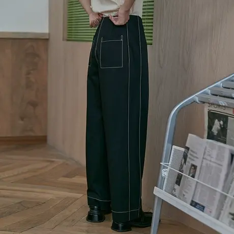 omont蛋挞家 复古高腰直筒裤裤子女夏季薄款宽松休闲裤长裤阔腿裤商品大图