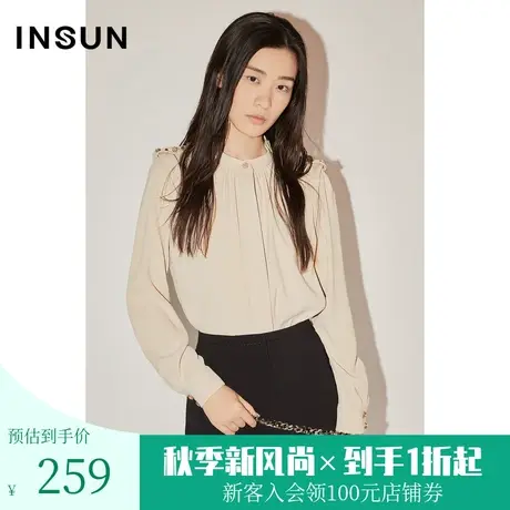 恩裳COVER春秋季潮流钉珠装饰抗皱悬垂百搭舒适防晒衬衫商品大图