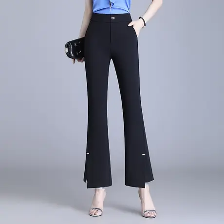 小个子开叉微喇裤女夏季2023新款修身通勤职业裤垂感休闲喇叭裤子图片