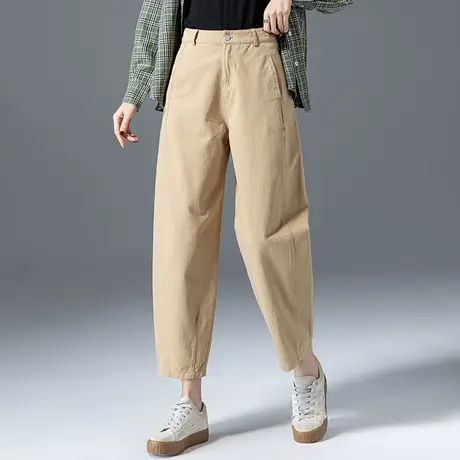 卡其色裤子女2023新款休闲裤灯笼裤老爹萝卜裤春秋女裤九分哈伦裤商品大图