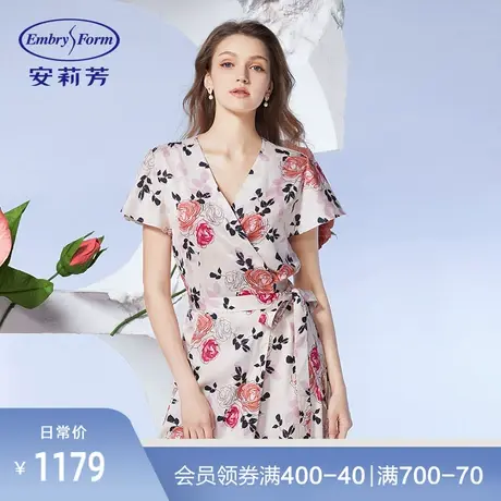 【玫瑰园】安莉芳专柜新品薄款印花睡裙女士V领短袖家居裙EL00535图片