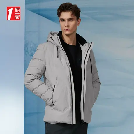 海一家青春休闲外套冬季连帽时尚简约大方日常保暖羽绒服男图片