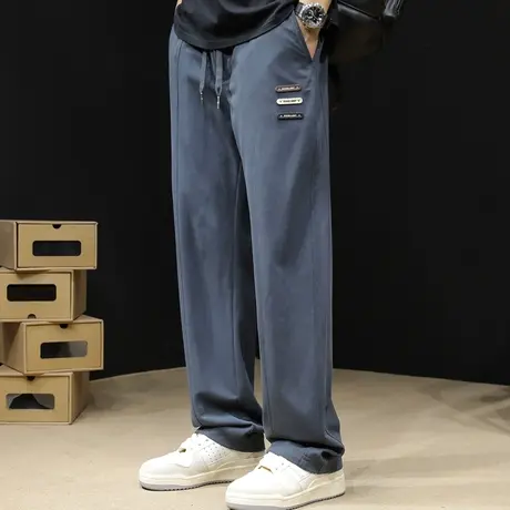直筒运动裤男春秋款阔腿裤宽松大码休闲男裤长裤春季2023新款弹力商品大图
