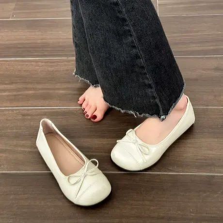 单鞋女平底温柔晚晚鞋2023年新款夏季小香风奶奶鞋软底孕妇豆豆鞋商品大图