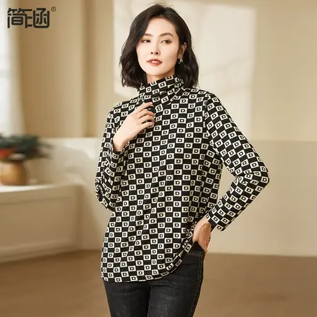 双面德绒打底衫女2023新款秋冬简涵大码女装内搭高领半高领保暖衣图片