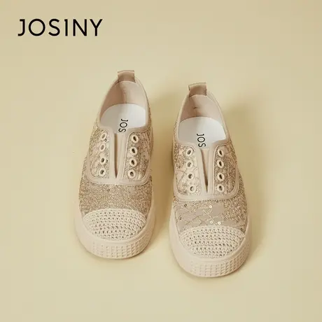 Josiny/卓诗尼小香风渔夫鞋女2024新款春秋季平底网面鞋编织鞋子商品大图