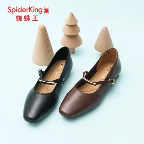 SPIDER KING/蜘蛛王女单鞋羊皮2025春商场新款一字带法式玛丽珍鞋商品大图