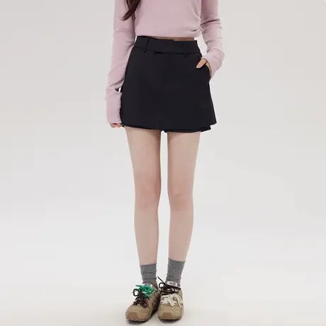 尔给叠穿速干高腰a字短款裤裙女2024新款春秋款小个子半身裙裤裙图片