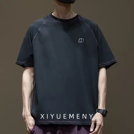 夏季薄款美式潮流短袖t恤男2025新款宽松插肩印花半袖打底衫大码商品大图