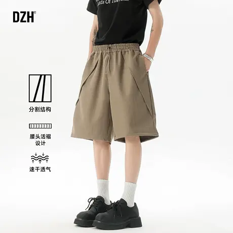 男士卡其色运动透气短裤男夏外穿2025新款美式中裤宽松休闲五分裤商品大图