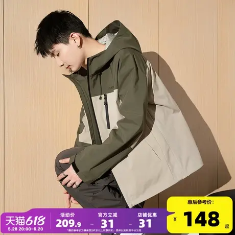 唐狮2025年春新款男外套拼接连帽工装外套运动春秋男士夹克潮流图片
