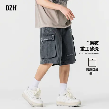 男士美式五分裤男款半裤中裤男夏季新款夏装纯棉工装短裤休闲宽松商品大图
