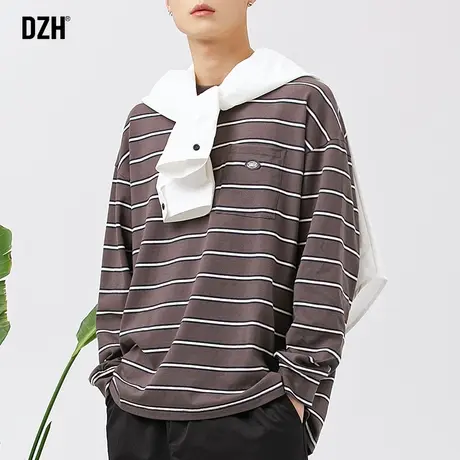 男士美式条纹卫衣男圆领春秋款2023新款潮牌男装秋季外套长袖上衣商品大图