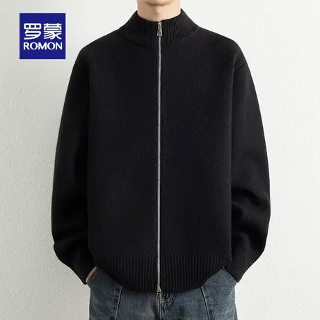 罗蒙男士潮流百搭长袖立领针织衫2025秋季新款舒适时尚潮流毛衣男图片