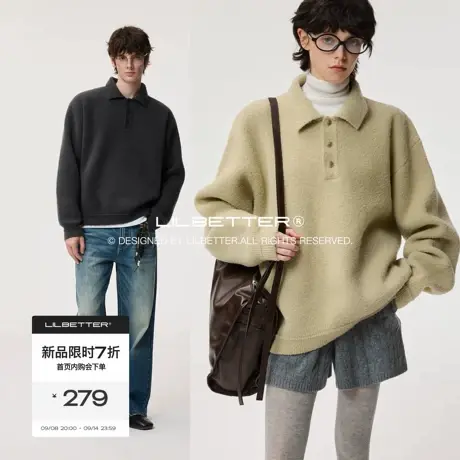 Lilbetter立体鼓波设计肌理感polo毛衣2025秋超柔圈圈纱针织衫LB图片