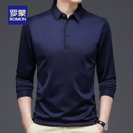 罗蒙男士时尚休闲Polo衫2023秋季长袖T恤衫雪尼尔加绒保暖针织衫图片
