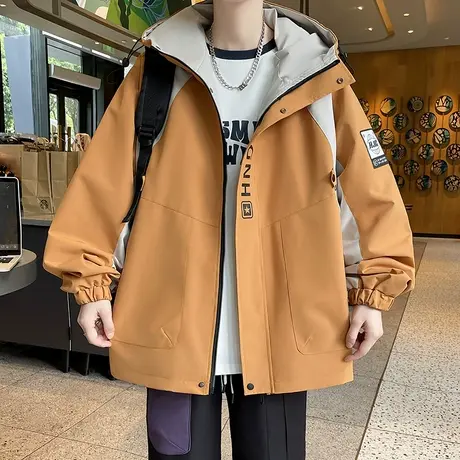 青少年连帽男士夹克2025春季新款港风潮流时尚百搭学生冲锋衣外套商品大图