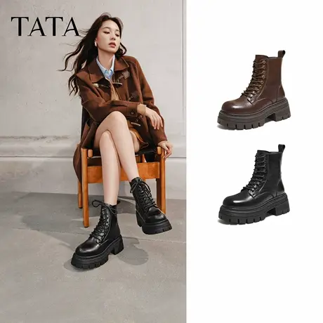 【衣橱99】TATA他她巡星者靴子女鞋工装靴黑色千层靴马丁靴商品大图