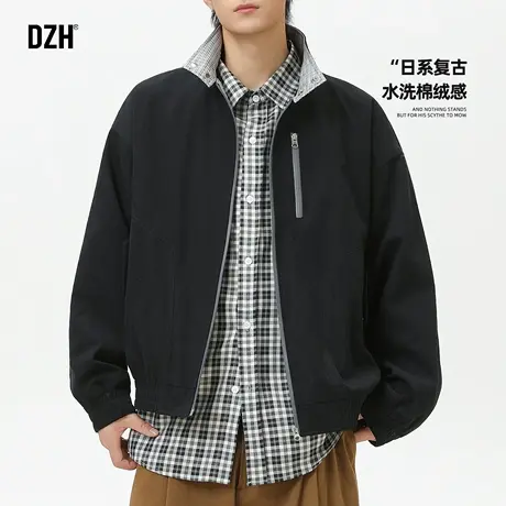 男士巴恩风黑色外套男2025新款休闲上衣秋装日系男装飞行夹克秋季商品大图
