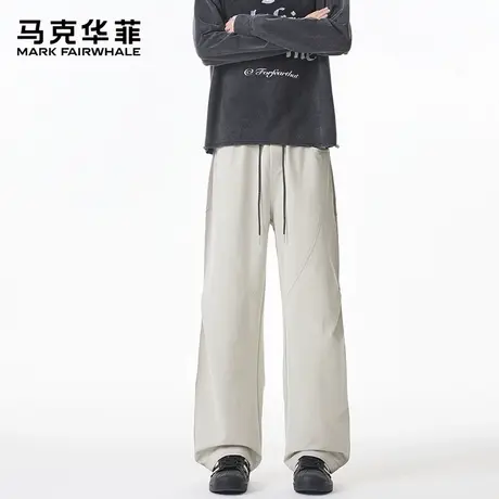 马克华菲立体褶皱阔腿裤宽松设计感高街廓形免烫休闲直筒长裤春秋商品大图