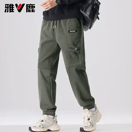 雅鹿2025秋冬新款工装裤男户外保暖加绒休闲卫裤宽松直筒束脚长裤商品大图