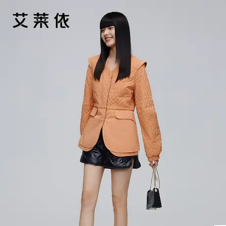 艾莱依短款外套商场同款2021年冬季新款女款羽绒服时尚v领大牌图片