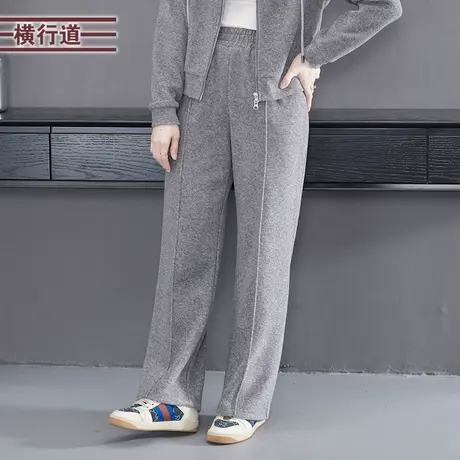 2023新款简约休闲羊驼毛巾布保暖纯色冬款休闲宽松裤子女下装大码图片