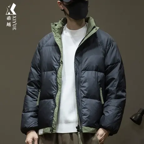 希越新国标鸭绒立领羽绒服男2023冬季宽松大码男士面包服潮牌外套商品大图
