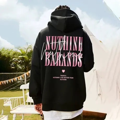 美式高街oversize字母连帽卫衣潮牌男潮大码宽松潮流春季情侣外套商品大图