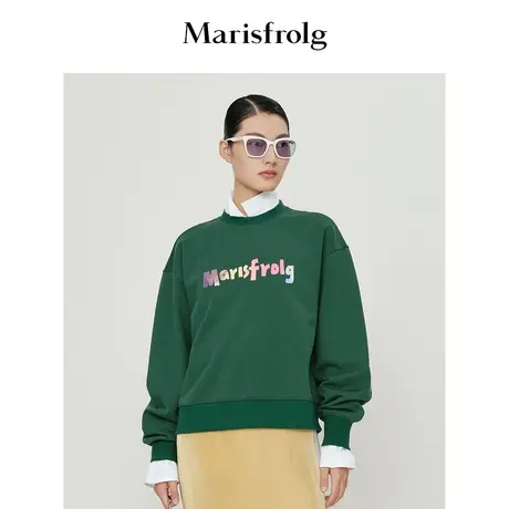 【艺术家联名】玛丝菲尔春季新绿色圆领套头卫衣外套童趣宽松款商品大图